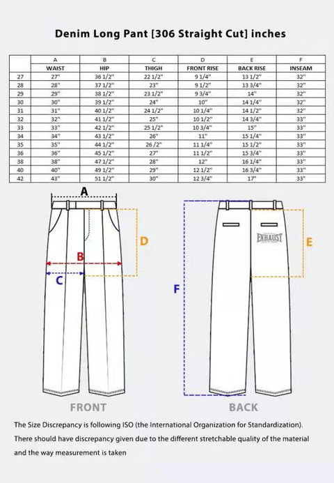 EXHAUST Stretchable Jeans Long Pants [306 Straight Cut] 1208