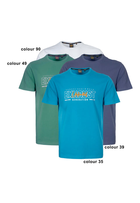 EXHAUST SHORT SLEEVE ROUND NECK T-SHIRT [FREE CUT] 1514