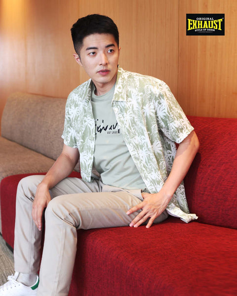 EXHAUST SHORT SLEEVE ROUND NECK T-SHIRT [FREE CUT] 1517