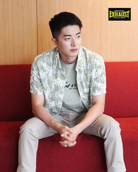 EXHAUST SHORT SLEEVE ROUND NECK T-SHIRT [FREE CUT] 1517