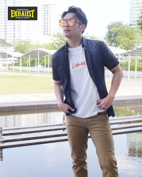 EXHAUST SHORT SLEEVE ROUND NECK T-SHIRT [FREE CUT] 1514