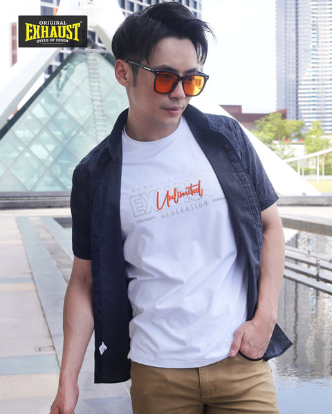 EXHAUST SHORT SLEEVE ROUND NECK T-SHIRT [FREE CUT] 1514
