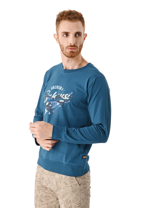 EXHAUST Puff Print Design Long Sleeve Sweater [Normal Cut] 1394