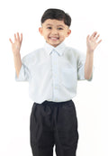 Baju Kemeja Putih Sekolah Rendah Lengan Pendek Kain Licin/Keras (BAJU SAHAJA)