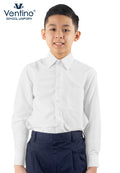 Baju Kemeja Putih Sekolah Rendah Lengan Panjang Kain Licin/Keras (BAJU SAHAJA)