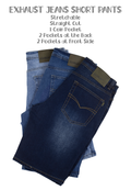 EXHAUST Stretchable Jeans Short Pants [Straight Cut] 1235