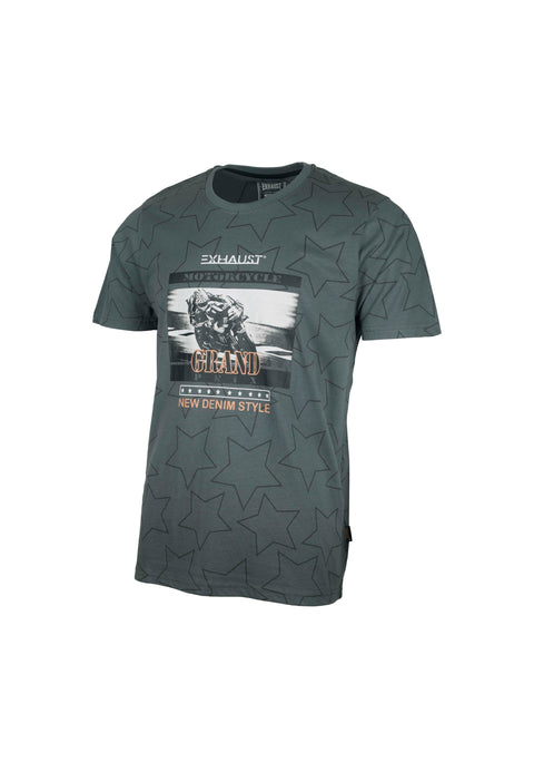 EXHAUST Graphic Printing Round Neck T-Shirt [Normal Cut] 1368