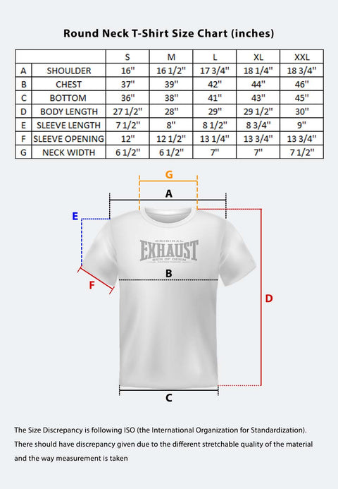 EXHAUST Word Printing with Shining Effect Short Sleeve Round Neck T-shirt [Regular Fit] 1405