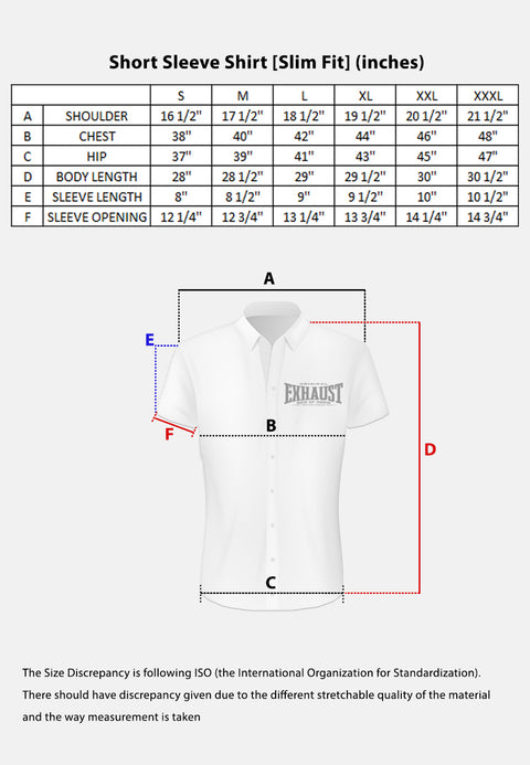 EXHAUST 100% Cotton Short Sleeve Shirt [Slim Fit] (SET A) 1314