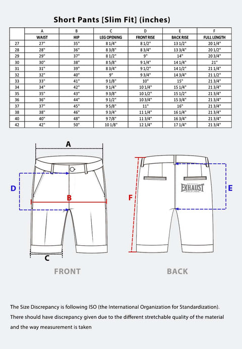 EXHAUST Men's Cotton Short Pants [Slim Fit] 1475