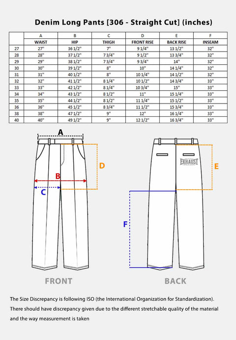 EXHAUST STRETCHABLE [STRAIGHT CUT] DENIM LONG PANTS 1148 - Exhaust Garment