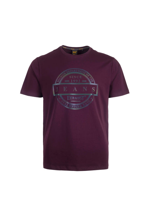 EXHAUST Iridescent Rainbow Effect Short Sleeve Round Neck T-shirt [Regular Fit] 1405
